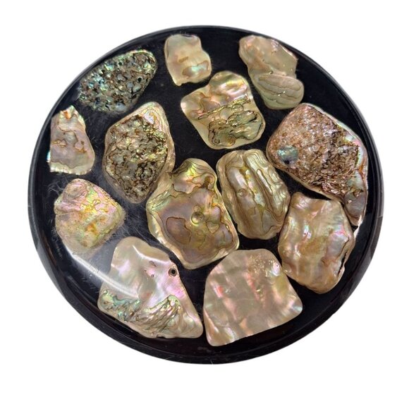 Abalone Black Shell Mother of Pearl Sea Ocean Vintage Resin Nautical Retro Stand - Picture 6 of 6